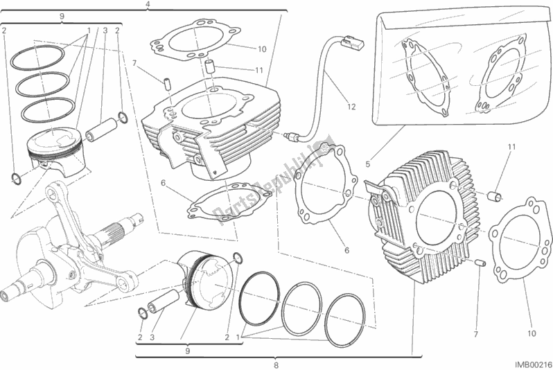 All parts for the Cylinders - Pistons of the Ducati Scrambler Urban Enduro Brasil 803 2016